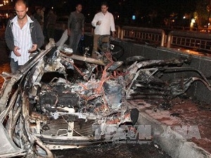 Hiện trường một vụ đánh bom xe ở Damascus